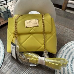Bebe Lemon Quilted Shoulder Bag with Chain Strap